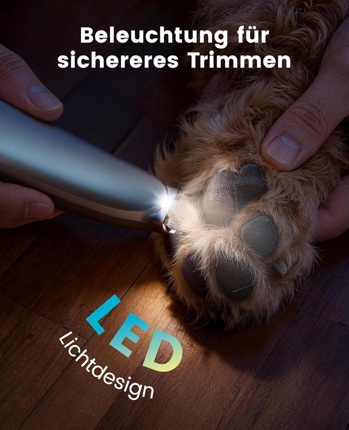 oneisall Pfotentrimmer für Hunde Extra Leise mit LED-Licht, Schermaschine Katze Hundepfoten Trimmer