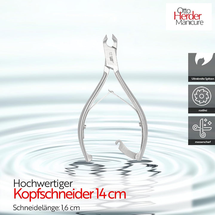 OTTO HERDER NAGELZANGE - Kopfschneider Fussnagelzange für starke Fussnägel 14cm aus Edelstahl 1,6 cm