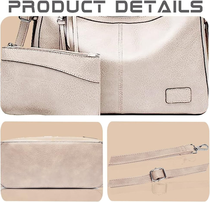 Lifetooler Handtaschen Set Gross Leder Tasche Schultertasche Hobo Taschen Damen Portemonnaie Geschen
