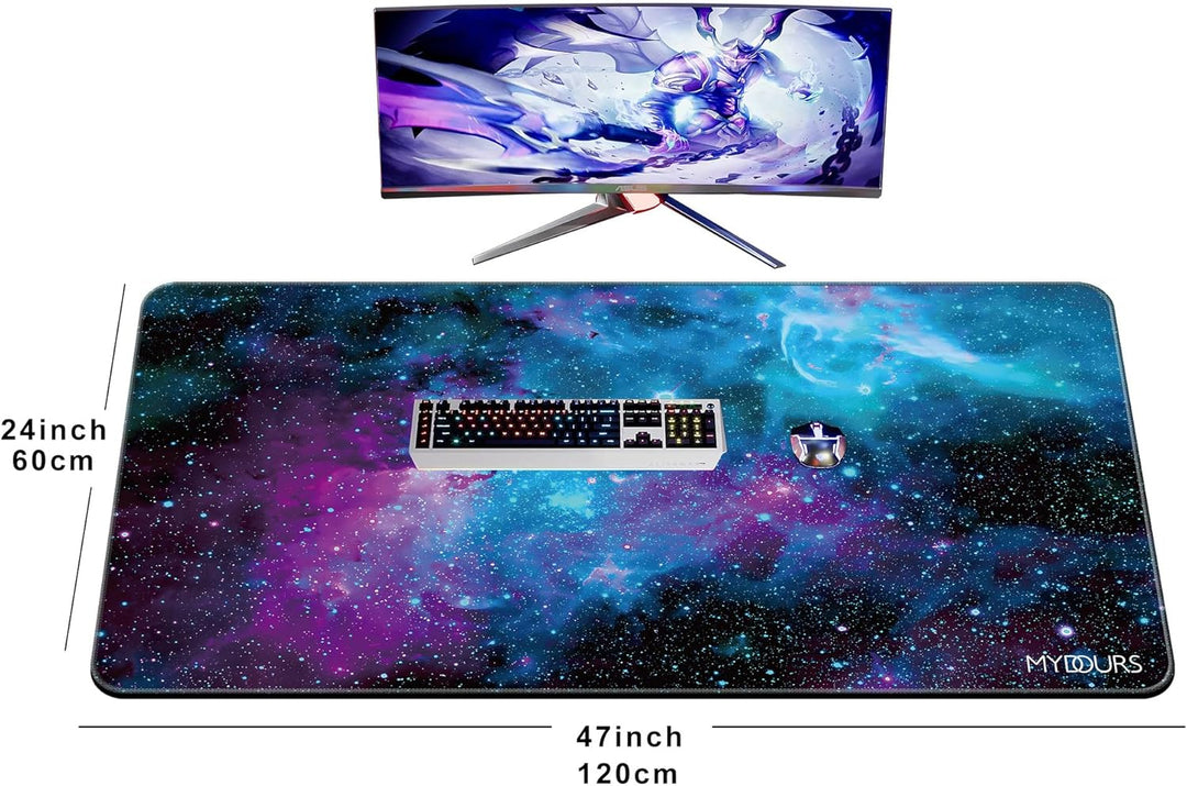 Mydours Mega Mauspad, 120x60cm erweitertes Gaming-Mauspad XXL, Rutschfeste Gummibasis & Lycra-Gewebe
