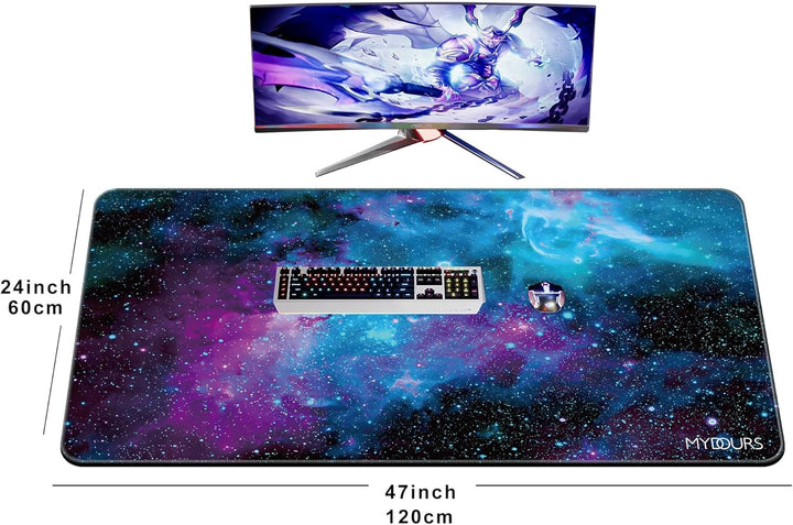 Mydours Mega Mauspad, 120x60cm erweitertes Gaming-Mauspad XXL, Rutschfeste Gummibasis & Lycra-Gewebe