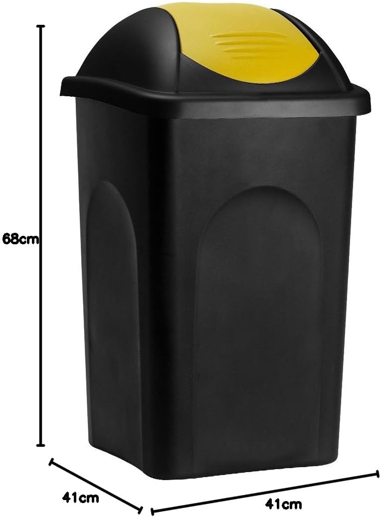 Stefanplast® Mülleimer mit Schwingdeckel, 60 Liter Schwarz/Gelb, Schwarz/Gelb