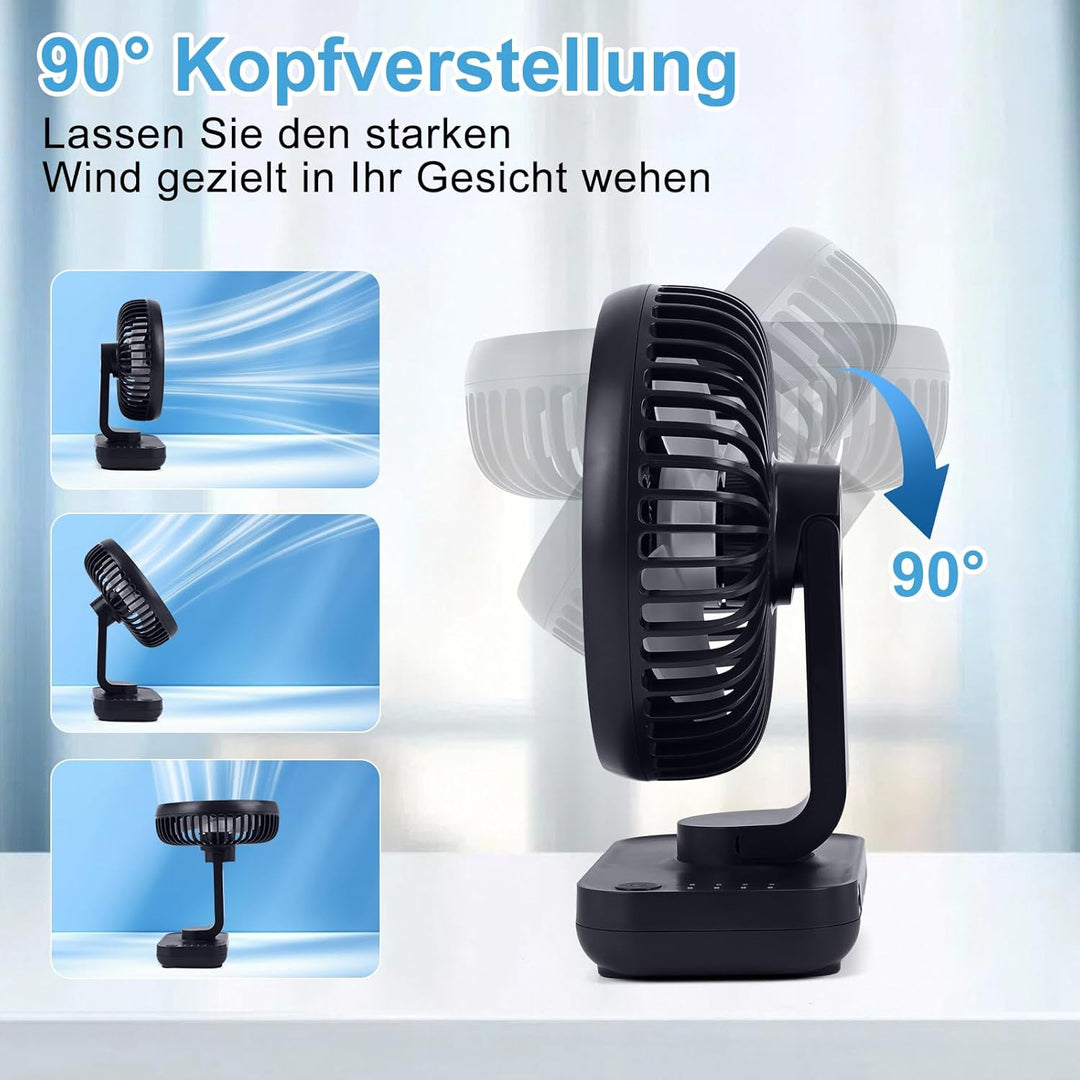 Dreamhigh® 4000mAh USB Ventilator Ultra Leise, Tischventilator, Klein Tragbarer 4 Geschwindigkeiten