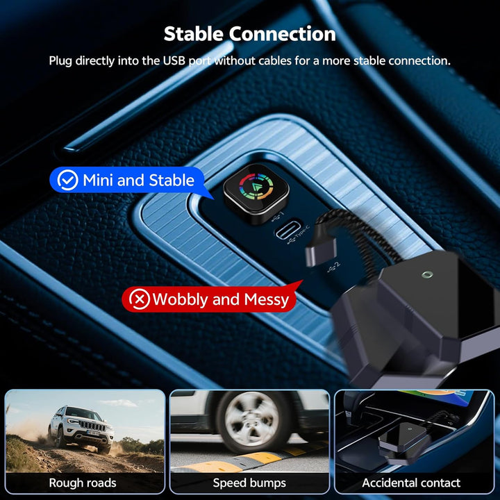 Wireless CarPlay Adapter, 2 in 1 Konvertieren Wired Carplay/Android Auto in Wireless, Typ-C und USB,