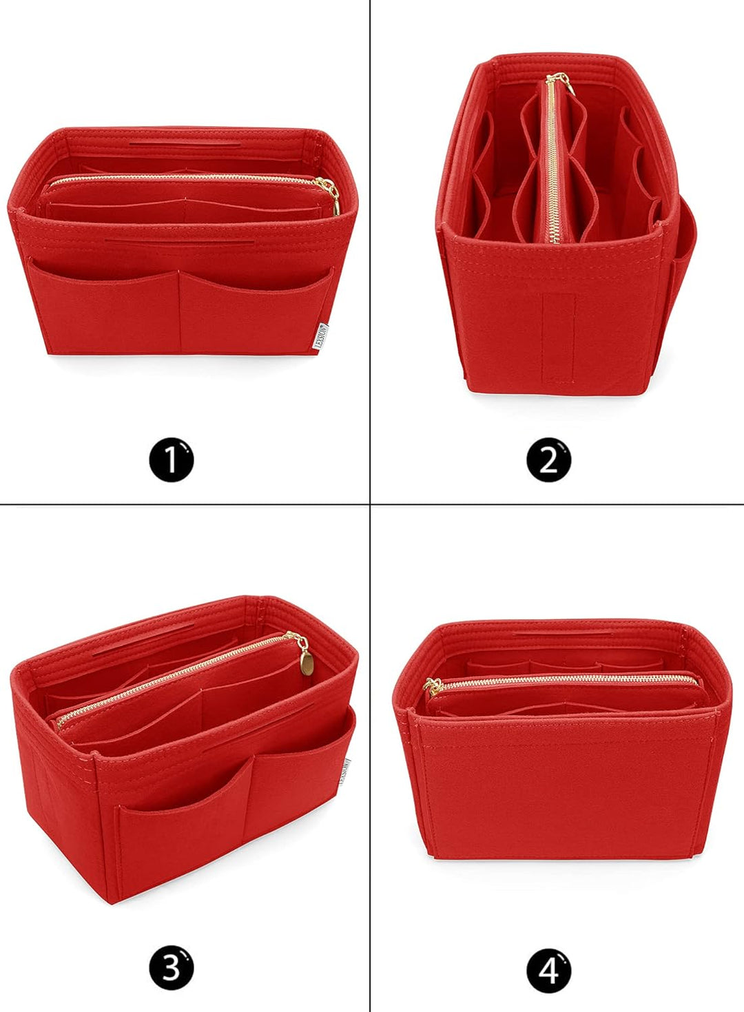 Organisatorischer Tascheineinsatz aus Filz mit Reissverschluss, passend für Speedy-Neverfull-Tasche,