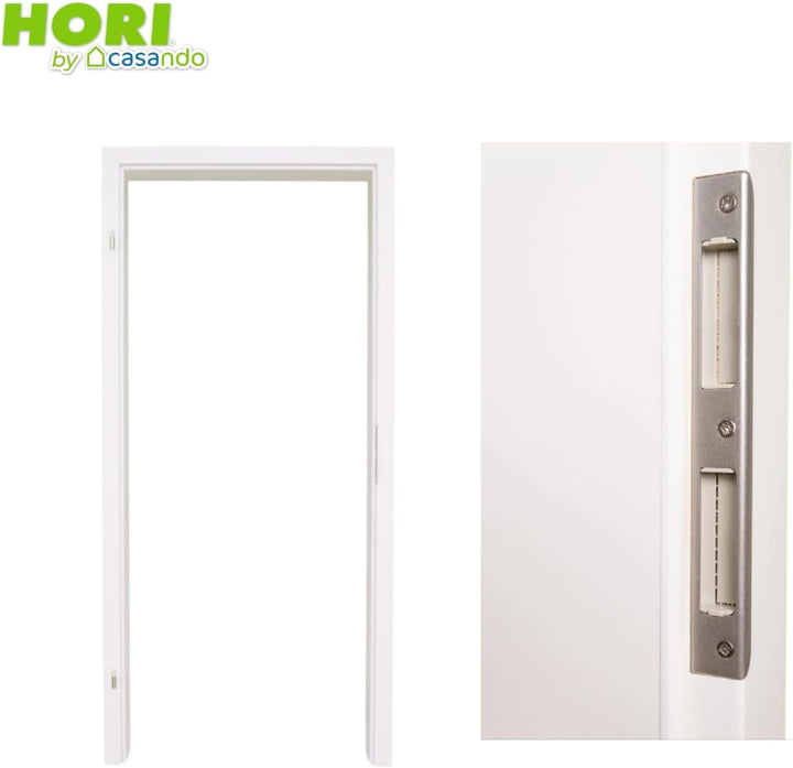 HORI® Zimmertür Komplettset mit Zarge und Türdrücker I Innentür CPL Weiss I Höhe 198,5 cm I Anschlag