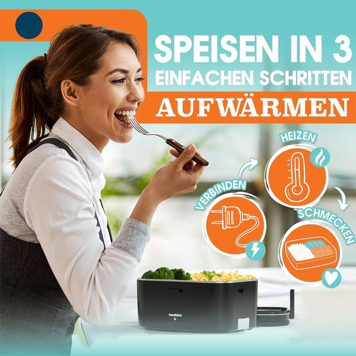 TRAVELISIMO XXL Elektrische Lunchbox Extra gross 1,8L Electric Lunch Box 80W, Warmhaltebox 3-in-1 Lu