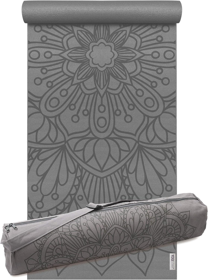 Yoga-Set Starter Edition - Lotus Mandala (yogamatte + Yogatasche) Grau, Grau
