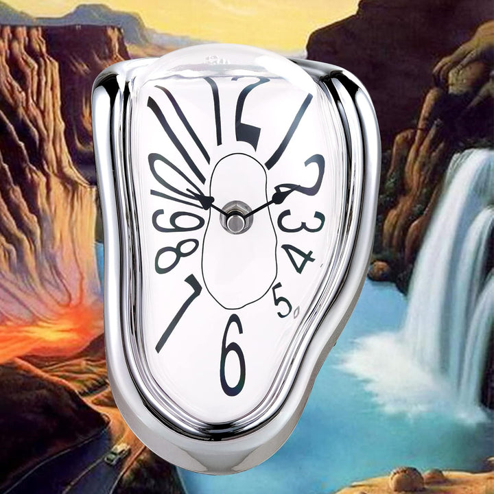 Lafocuse Lautlos Salvador Dali Uhr Silber, Geschmolzene Uhr Ohne Tickgeräusche, Tischuhren Modern Sc