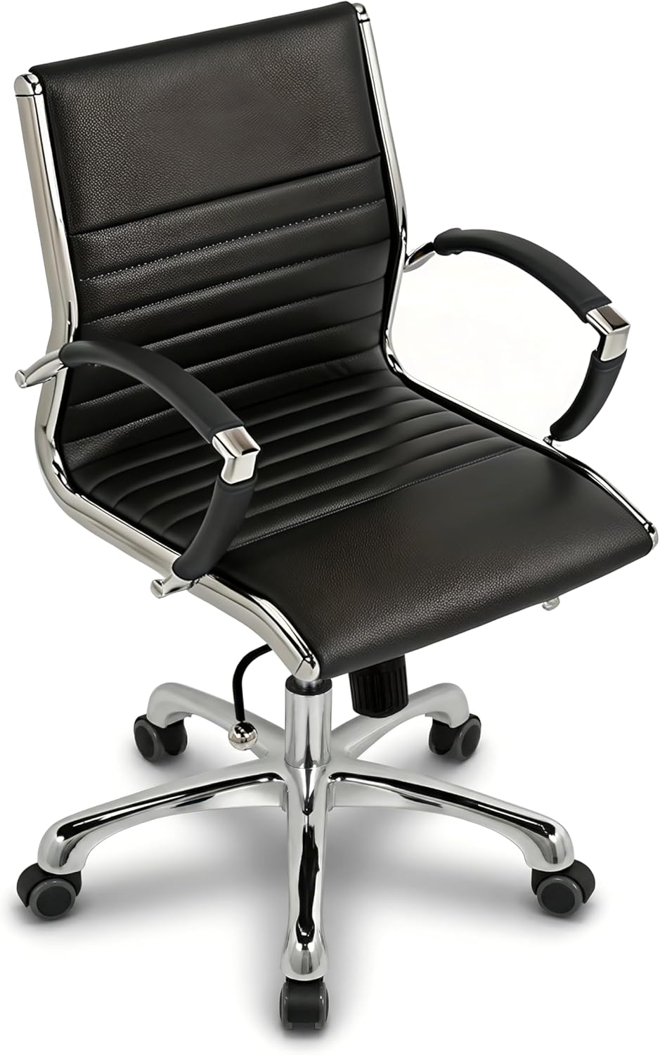 VERSEE Premium Echt-Leder Bürostuhl Montreal in Schwarz - Ergonomischer Designstuhl für Büro und Hom