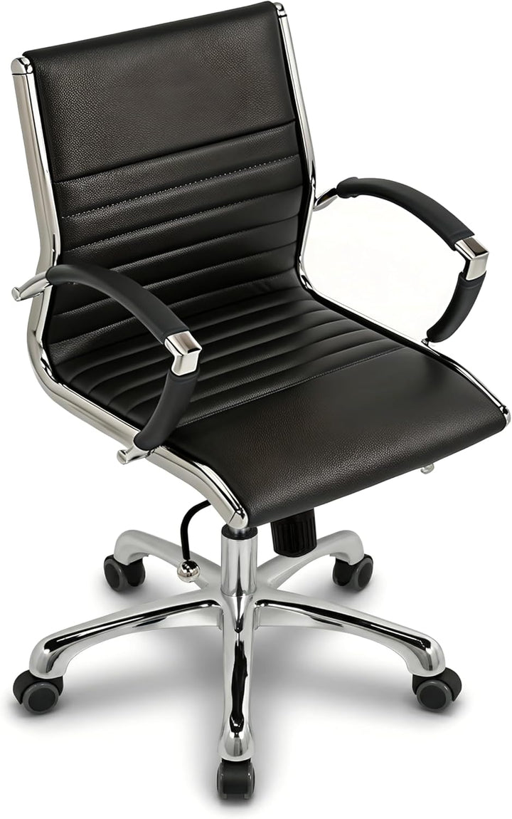 VERSEE Premium Echt-Leder Bürostuhl Montreal in Schwarz - Ergonomischer Designstuhl für Büro und Hom