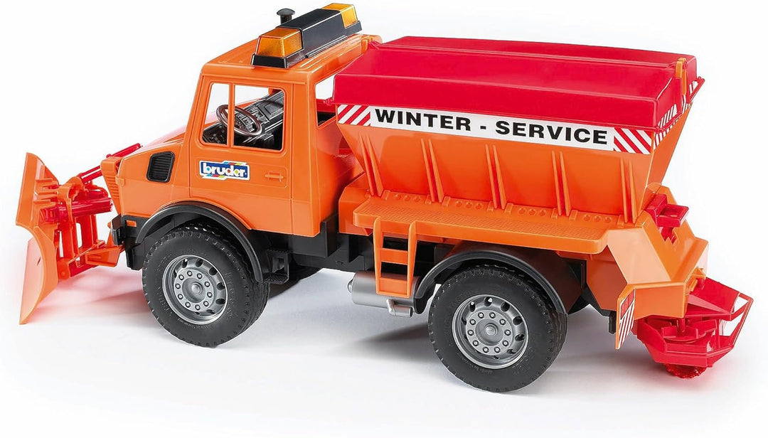bruder 02572 - MB-Unimog Winterdienst mit Räumschild - 1:16 Fahrzeuge, Schneepflug, Schneeräumer, St