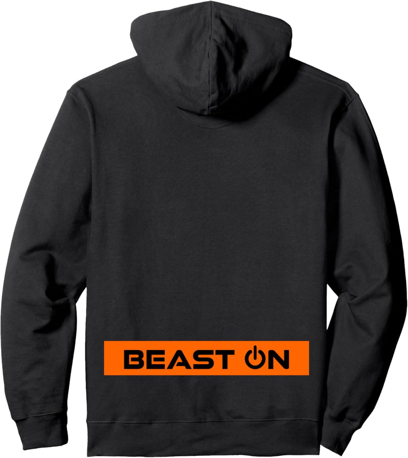 Beast ON Rücken Motiv orange Farbe Fitness Gym Motivation Pullover Hoodie