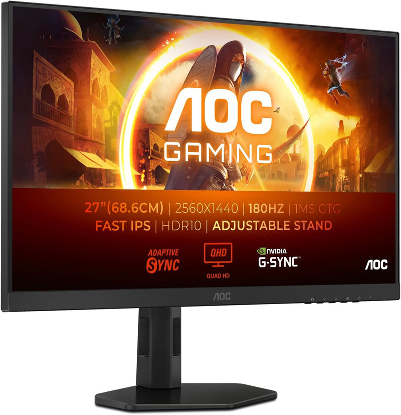 AOC Gaming Q27G4XF - 27 Zoll QHD Monitor, 180 Hz, 0.5 ms, FreeSync Prem., G-Sync comp., HDR10 (2560x