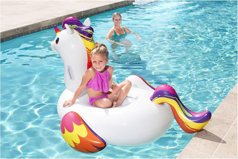 Aufblasbarer Fantasy Einhorn Aufsitz 155 cm Mehrfarbig, Mehrfarbig