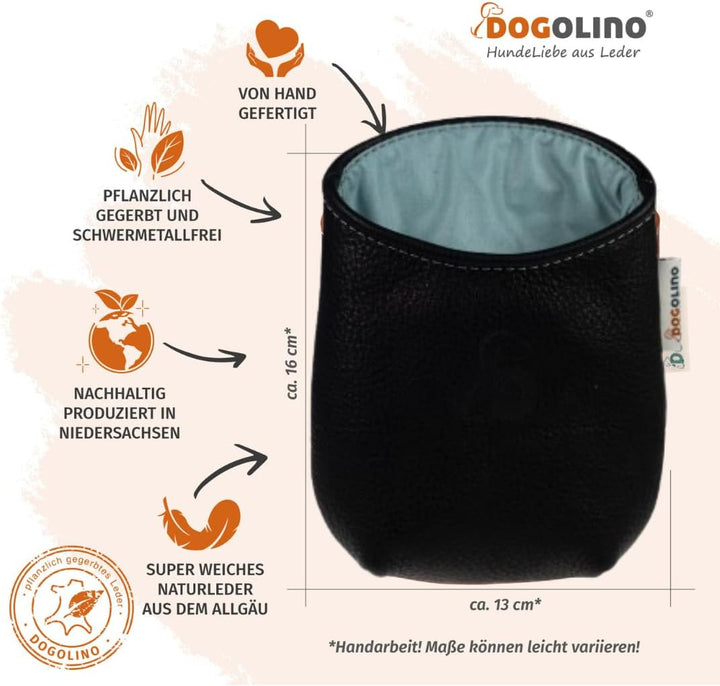 DOGOLINO® Leckerli-Beutel für Hunde aus Leder - Leckerlitasche - Leckerlibeutel mit Kotbeutelspender