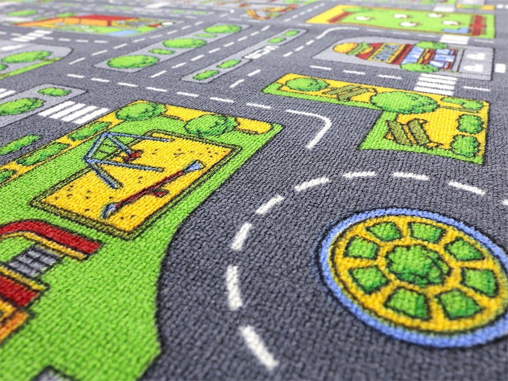 HEVO Stadt Mix Strassen Spielteppich | Kinderteppich 90x200 cm, 90x200 cm