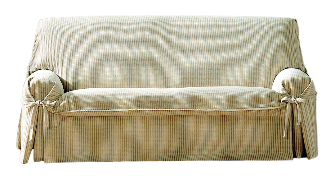 Eysa Sofaüberwurf Giovanna, 2 Quadrate, 100% Baumwolle, Universalbezug, Nicht-elastisch, Beige