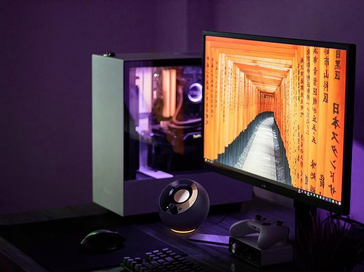 CREATIVE Pebble SE Minimalistischer 2.0 USB-C versorgter PC-Lautsprecher mit RGB-Beleuchtung, 3.5mm