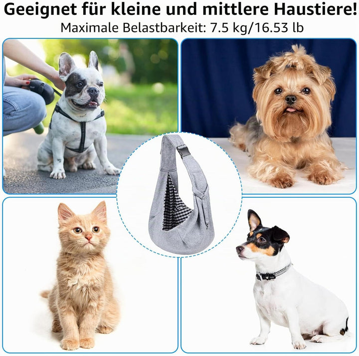 Sarsumir Hundetragetasche Verstellbare Schultergurt Tragetuch Hund Umhängetasche für Haustiere Klein