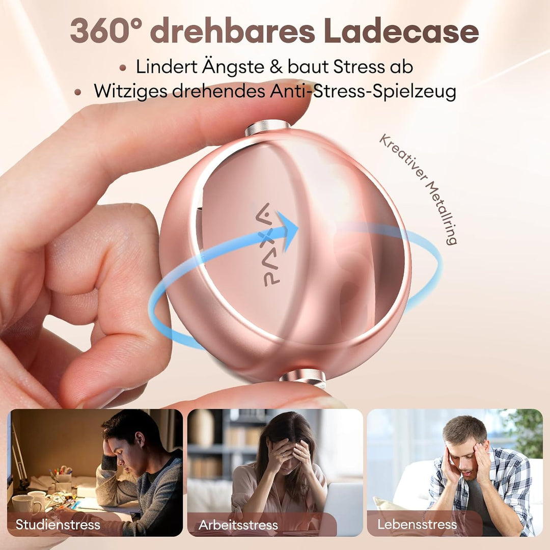 PAXA 2-in-1 Doppel-Set Clip On Kopfhörer Open Ear Kopfhörer Bluetooth 6.0 0ms Verzögerung, 140H Spie