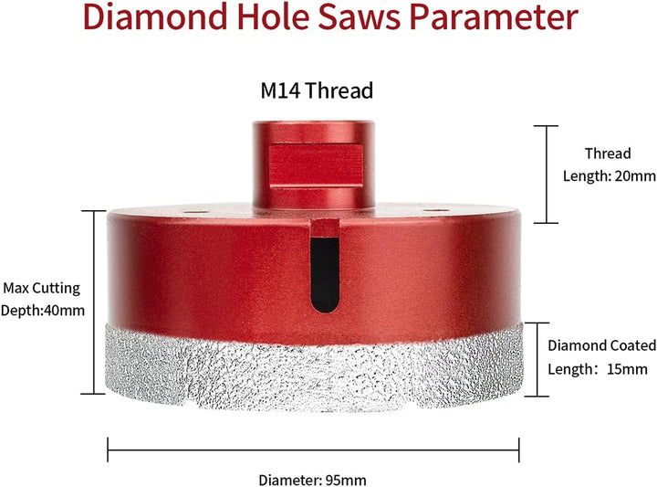 Meccion Diamant Lochsäge Bohrkrone M14 Winkelschleifer Diamantbohrkrone für Fliesen/Granit/Marmor/Po