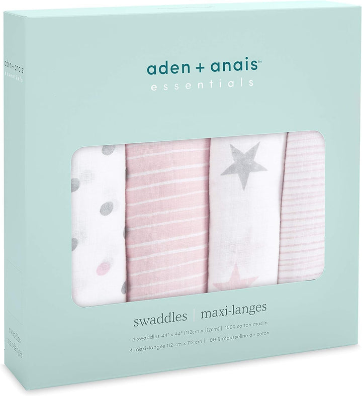 aden by aden + anais doll, Pucktücher, Musselin aus 100% Baumwolle, 112cm X 112cm, 4er Pack, Doll