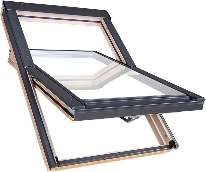 Dachfenster Set für FAKRO | Holzdachfenster 114 x 140 cm | Schwingfenster 2-fach Verglasung, energie