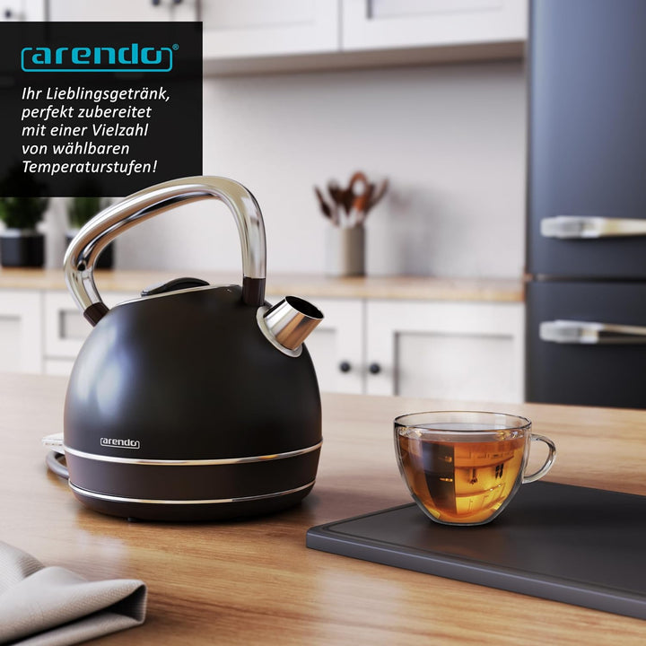 Arendo - Wasserkocher Edelstahl mit Temperatureinstellung - LED Anzeige mit Touch Panel - Wasserkess