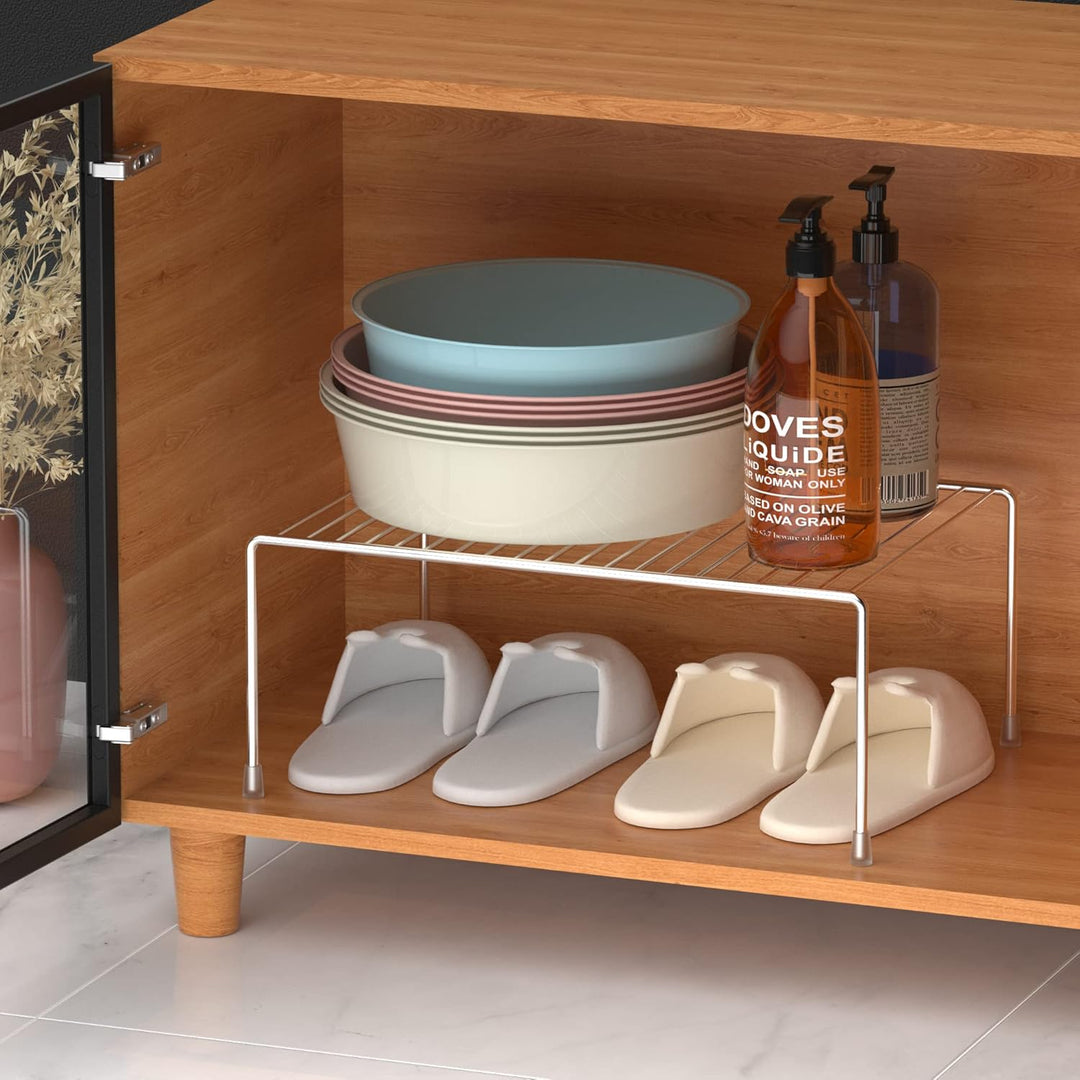 IPEGTOP Küche-Schrank-Organisator, Set von 2 grossen (40 x 24 cm) rostfreien Edelstahl-Gitternregale