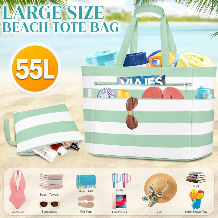 Grosse Strandtasche mit Reissverschluss XXL Familie Strandtasche Damen Gross Shopper Tasche Beach To