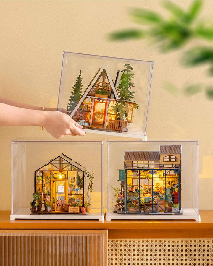 Rolife Puppenhaus A-Frame Cabin Holzmodell Natürliches Heilendes Puppenhaus Märchenwald Hütte Therap