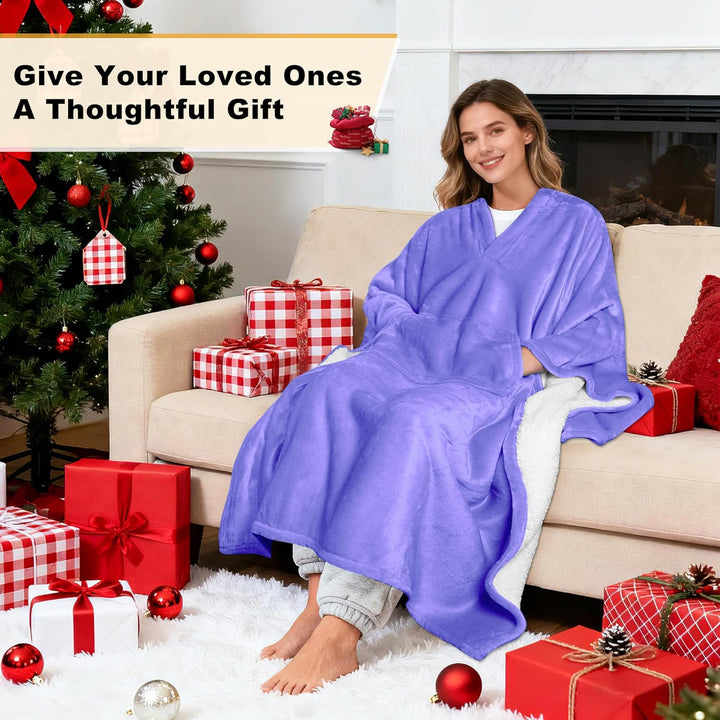 Catalonia Classy Sherpa Poncho Decke Superweiche bequeme Plüsch tragbare Fleecedecke für Erwachsene