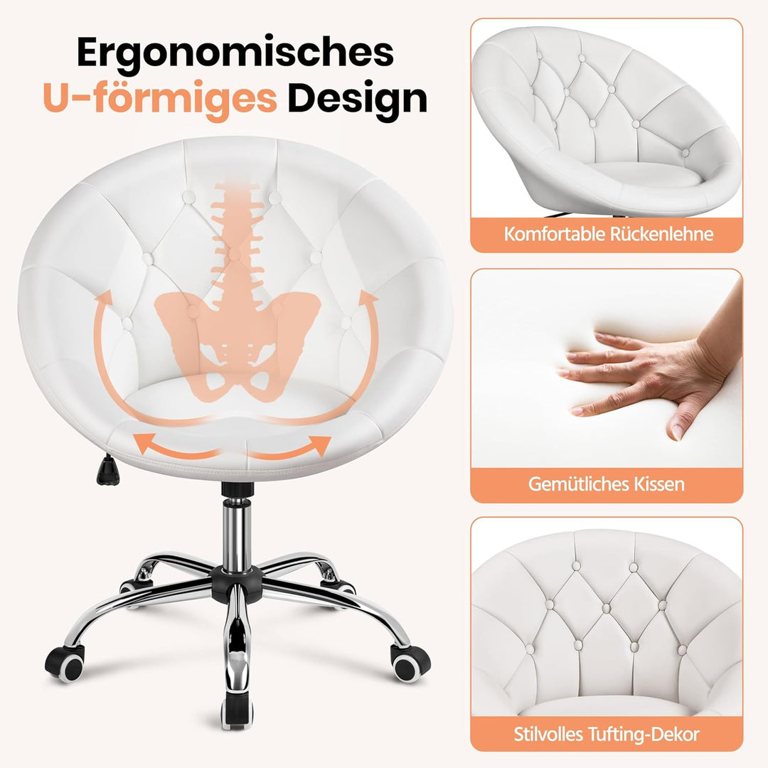 Yaheetech Schreibtischstuhl Ergonomischer Schminktisch Stuhl, Bürostuhl, höhenverstellbar Bürosessel
