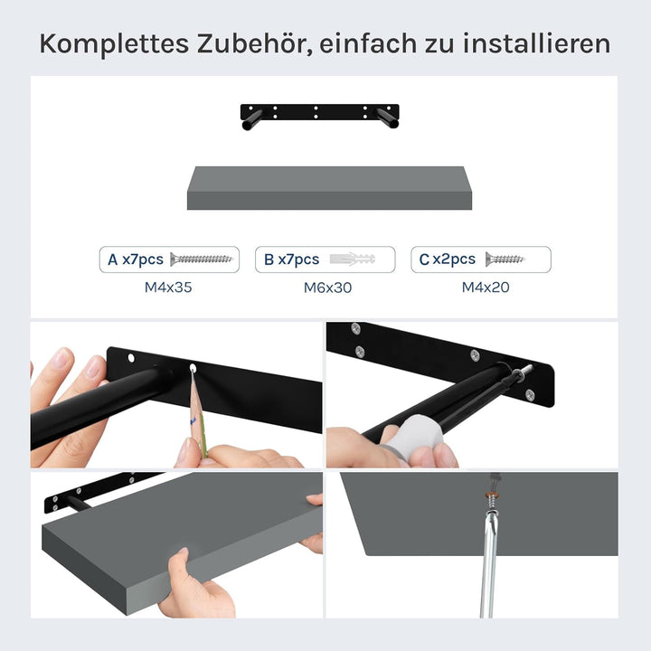 WOLTU Wandregal Set von 3 Regalen Wandboard Freischwebend Schweberegal CD DVD Regal Bücherregal Holz