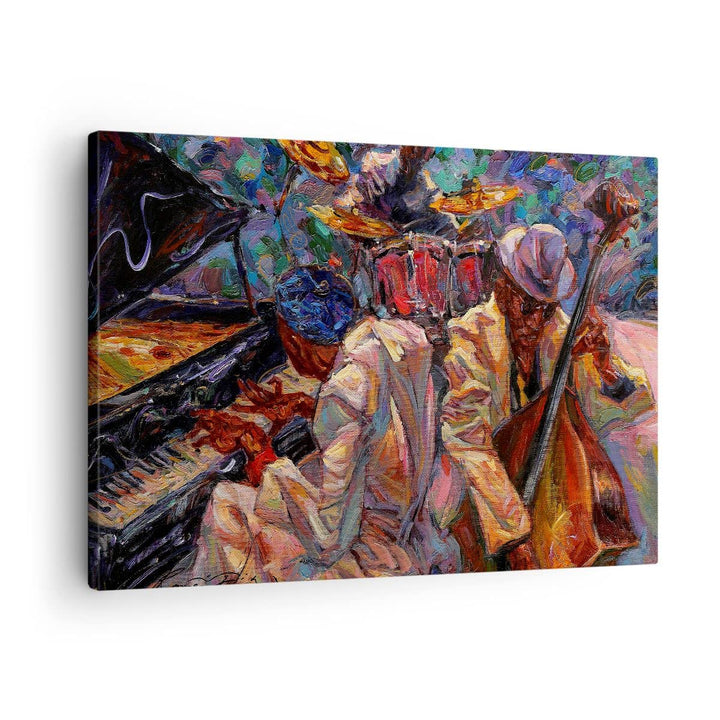 Bilder auf Leinwand Jazz Musik Band Leinwandbild mit Rahmen 70x50cm Wandbilder Dekoration Wohnzimmer
