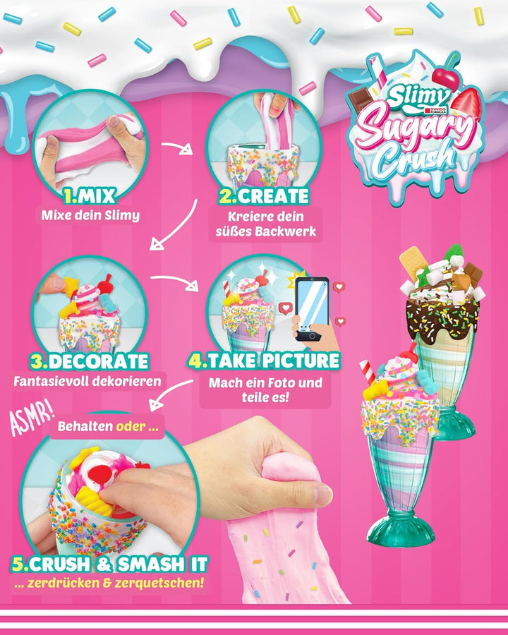 SLIMY Sugary Crush - Milkshack, Slime und Knete Kreativ-Set, Backspiel zum selber Mischen, Formen un