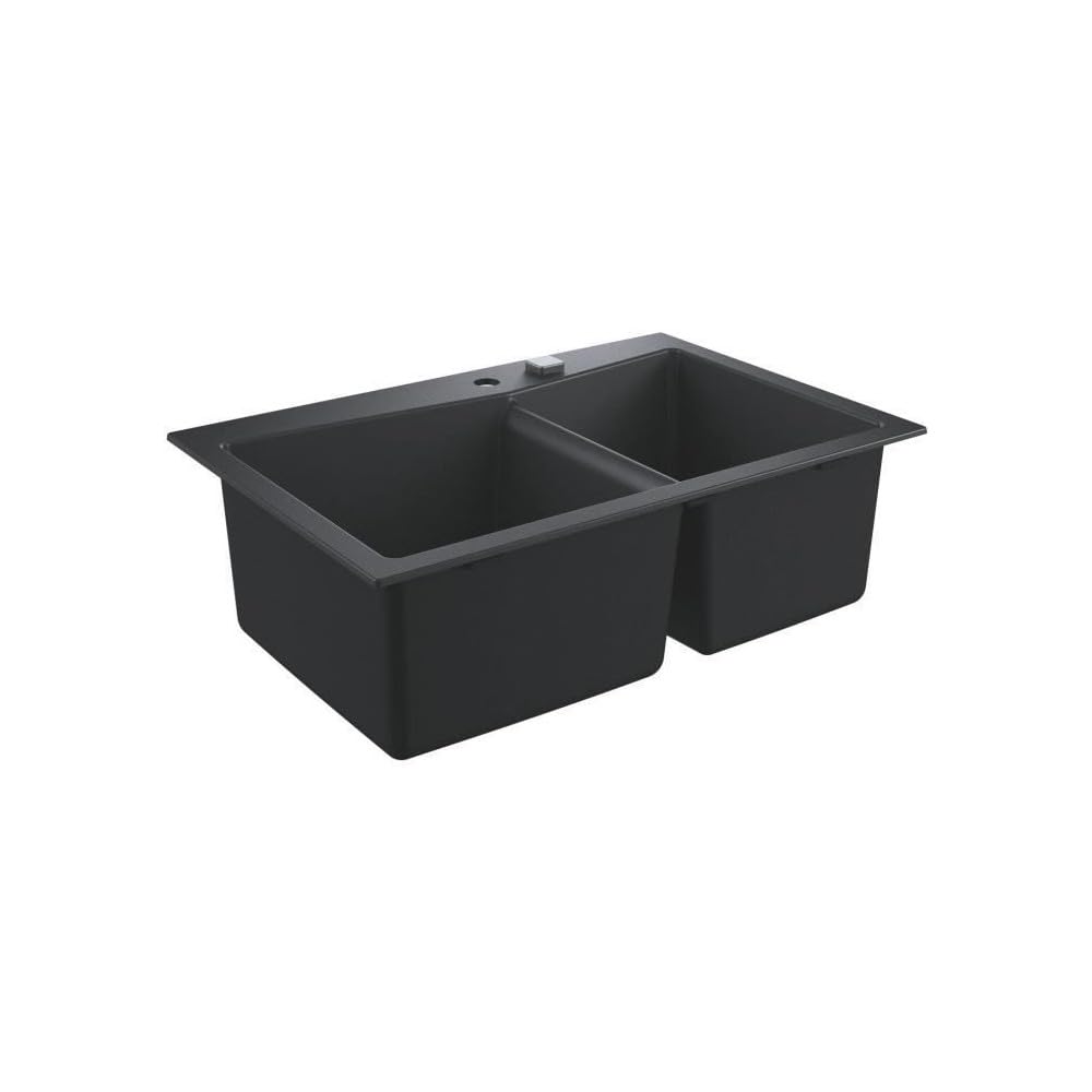 Grohe 31657AP0 K700 Kompositspüle, granit schwarz 83,8 x 55,9 cm, Kompositspüle 2 Becken