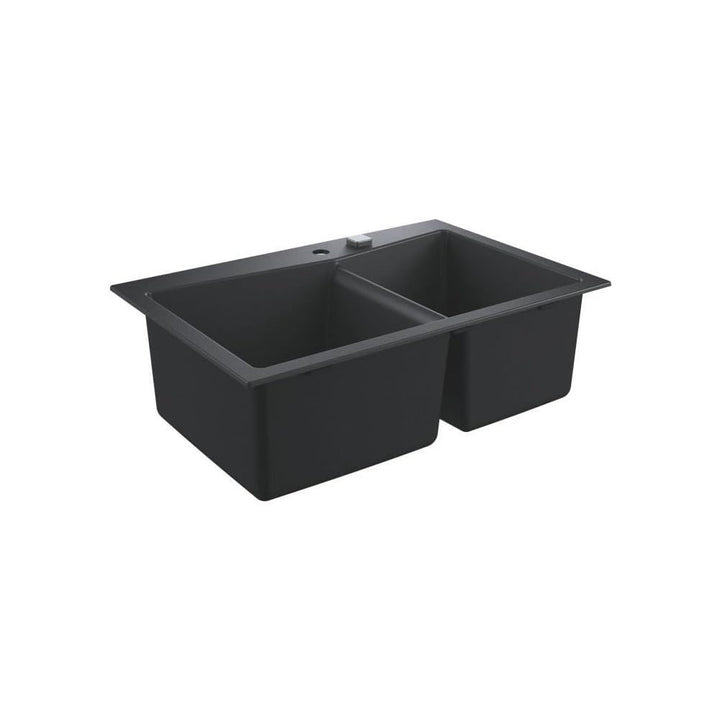 Grohe 31657AP0 K700 Kompositspüle, granit schwarz 83,8 x 55,9 cm, Kompositspüle 2 Becken