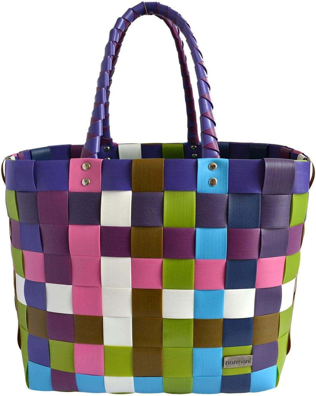 normani Einkaufstasche geflochten mit Henkeln - Tragetasche extra robust Farbe Classic/Sweet Classic