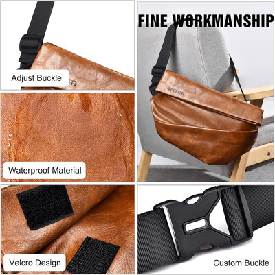 FANDARE Herren Brusttasche Umhängetasche PU Leder Sling Bag Wanderrucksäcke Männer Schultertasche Cr