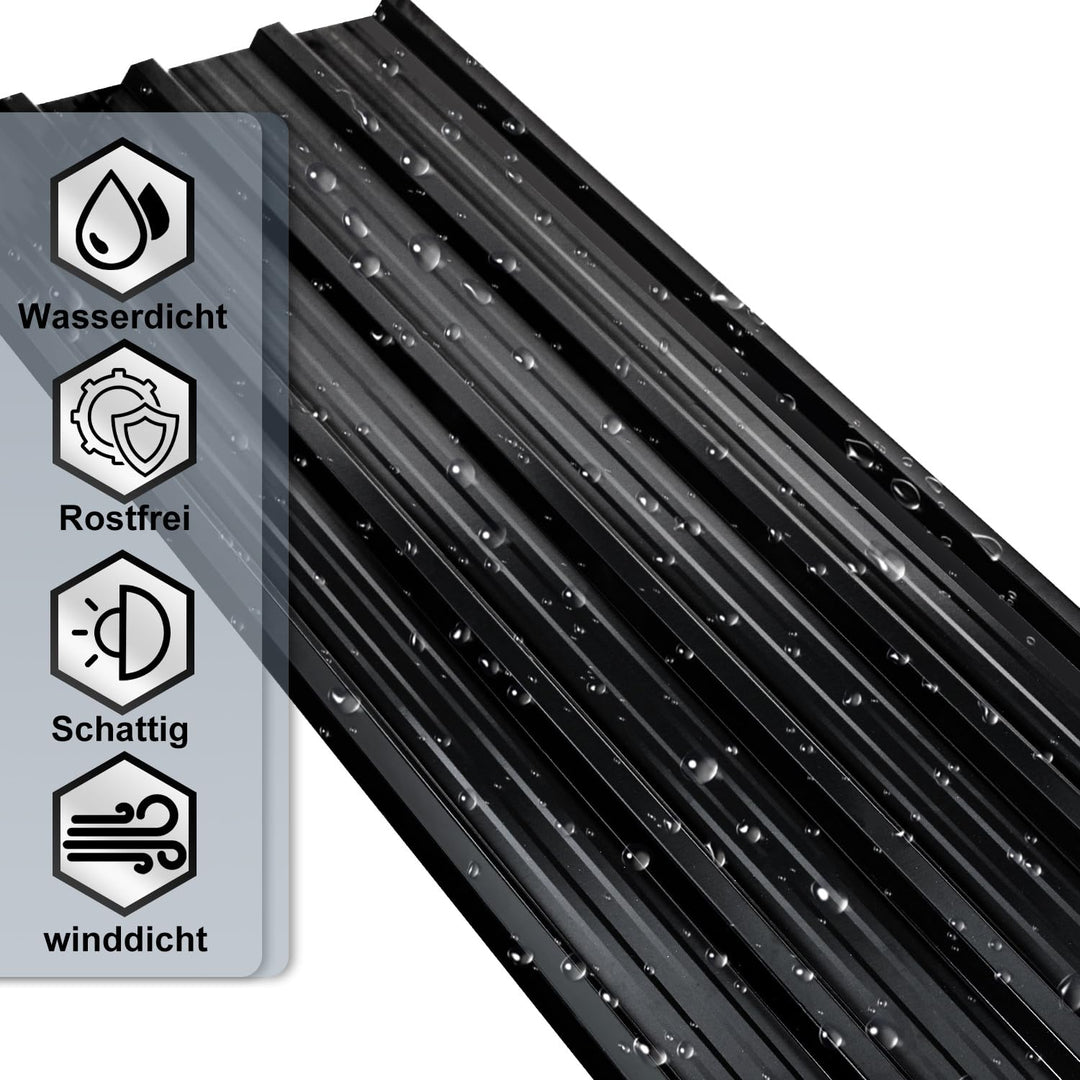 Trapezblech 24er Set 129×46 cm, verzinkter Stahl 0,25 mm, Anthrazit | Dachblech für Carport, Gartenh