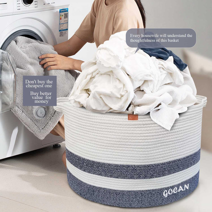 GOCAN XXXL korb aufbewahrung gross wäschekorb D55XH35cm wäschesammler aufbewahrungskorb für Decken K