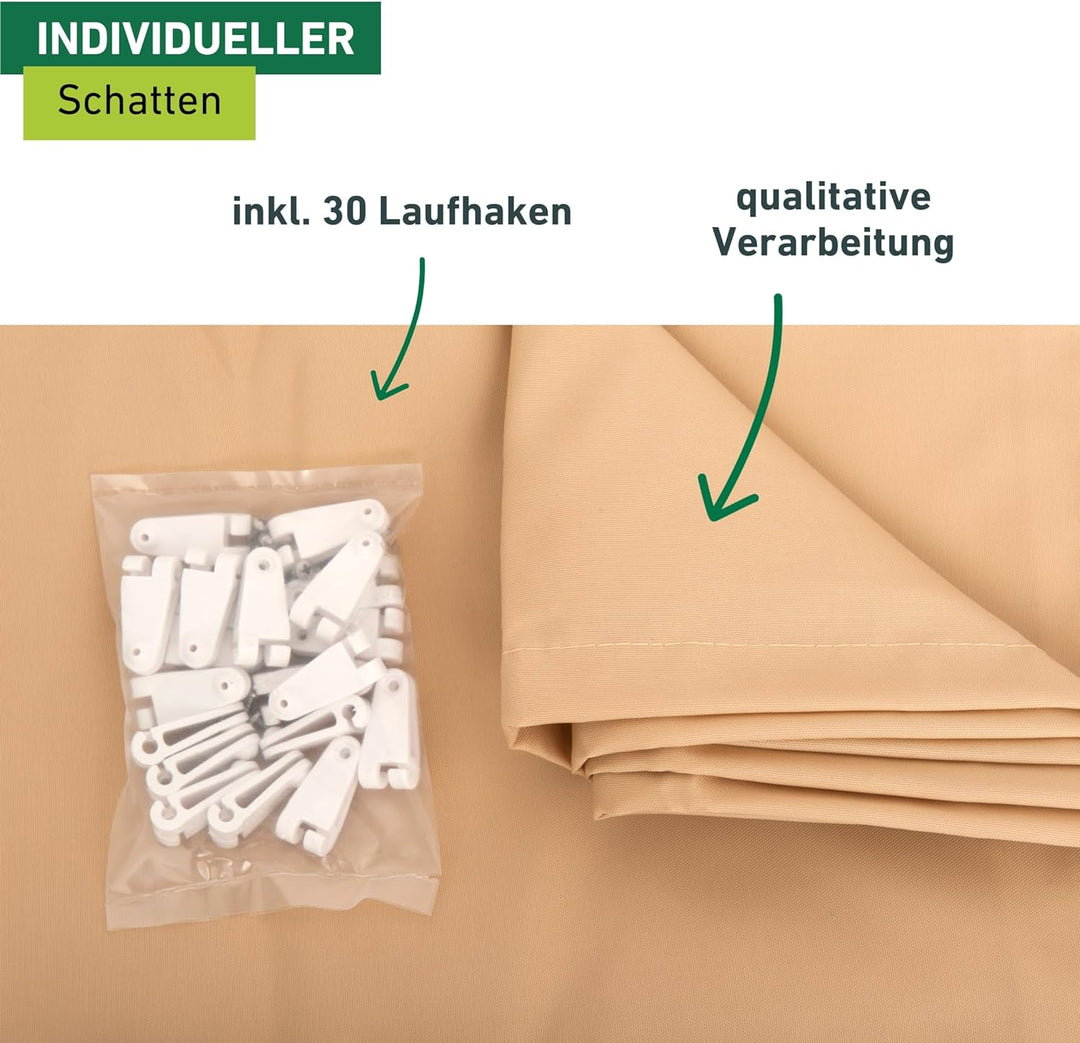 Windhager Sonnensegel für Seilspanntechnik, Wintergarten und Terrassen Beschattung, Seilspannmarkise