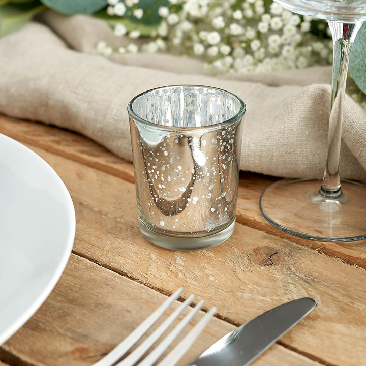 THE TWIDDLERS - Set von 15 Premium gesprenkelten Teelichthaltern - 5x6cm Glas-Kerzenhalter - Heimdek