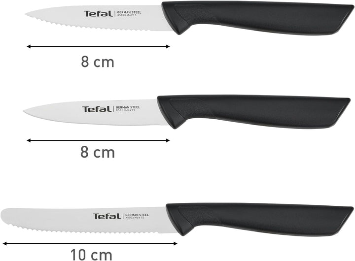 Tefal K2733S Colorfood Messerset 3-teilig | Universalmesser (10 cm)/Schälmesser (8 cm) gezahnt, Schä