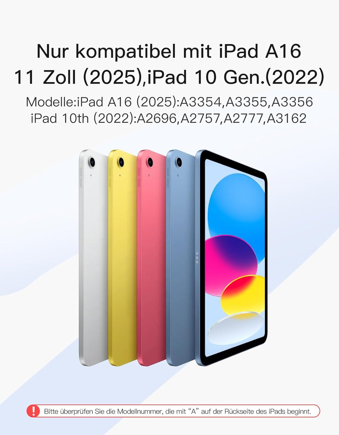 Inateck Hülle mit Tastatur für iPad 10 Generation 10,9 Zoll,11 Generation 2025 A16 11 Zoll,Tastatur