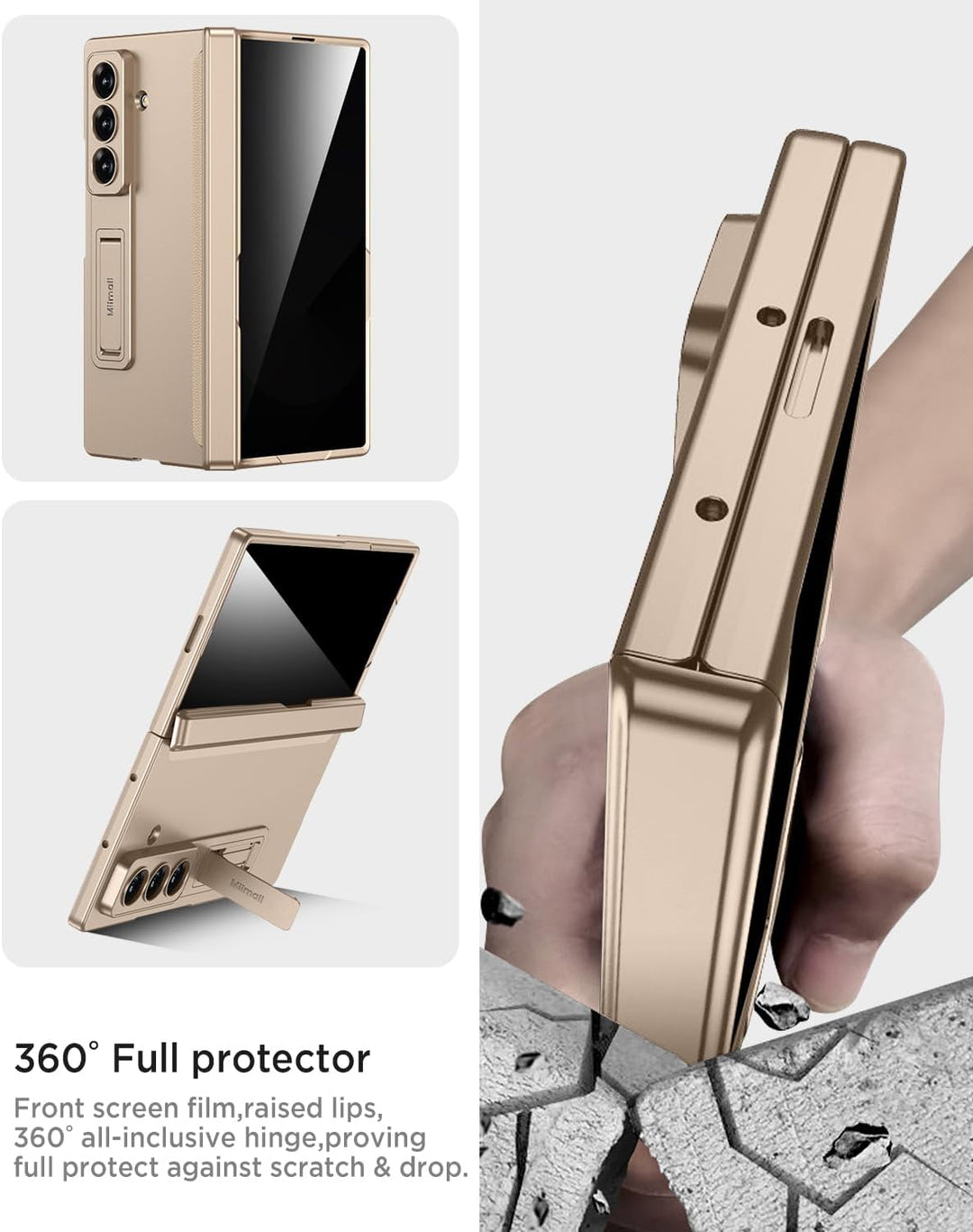 Miimall Kompatibel mit Samsung Galaxy Z Fold 7 Hülle mit Displayschutz Anti-SPY, [Magnetischer Schar