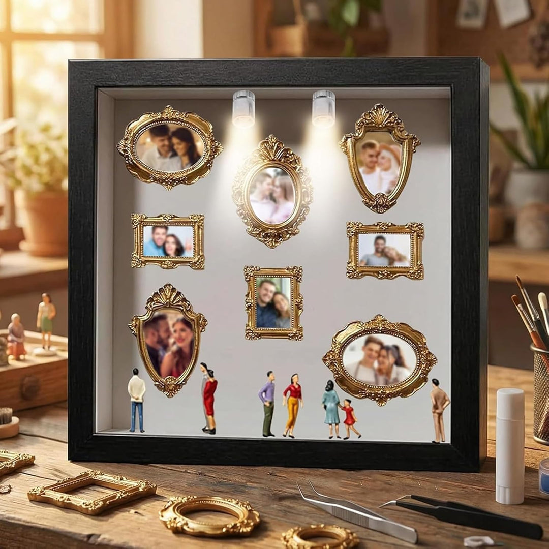 DIY Mini Museum Silhouette Box,Foto Erinnerungsanzeige Set,Kreatives Erinnerungsdisplay Kit,mit 8 Mi