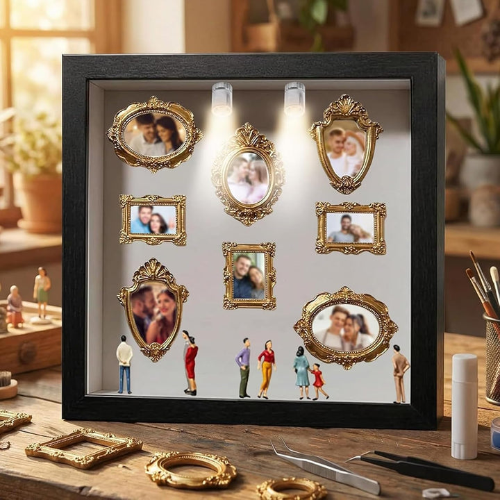 DIY Mini Museum Silhouette Box,Foto Erinnerungsanzeige Set,Kreatives Erinnerungsdisplay Kit,mit 8 Mi